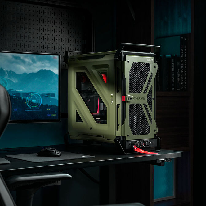 Torre E-ATX Corsair WARTHOG Perfomance Mil Green Cristal Templado image number 18