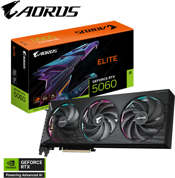 Tarjeta Gráfica Gigabyte GeForce® RTX 5060 Aorus Elite 8GB GDDR7 DLSS4 image number 0