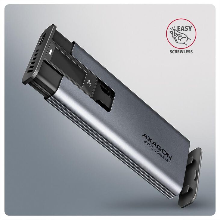Caja Externa AXAGON EEM2-SD2 para M.2/SSD C/ Display USB-C 3.2 Gen2 - Silver image number 5