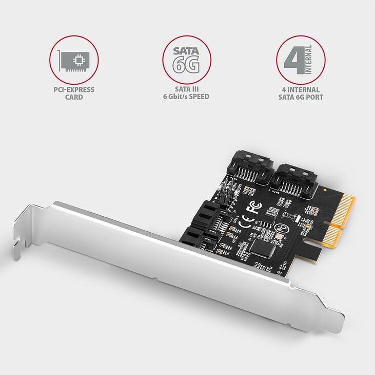 Controlador PCIe AXAGON PCES-SA4X4, 4x, SATA 6G port + LP image number 1