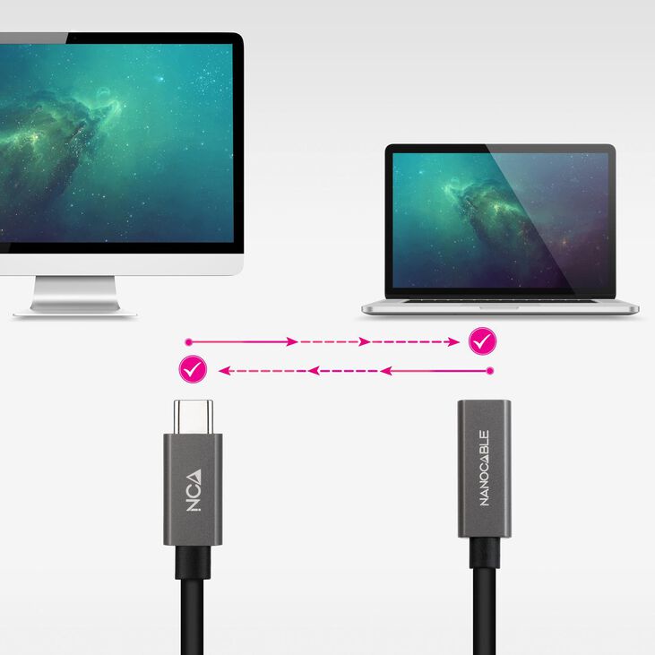 Cable USB 3.2 Gen2x2 Nanocable 4K/60Hz USB-C M/H 2 M image number 4