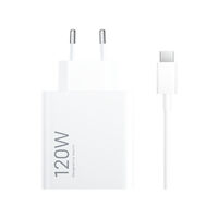 Cargador de carga Rápida Xiaomi 120W HyperCharge Combo USB Tipo-A Blanco + Cable USB-A a USB-C
