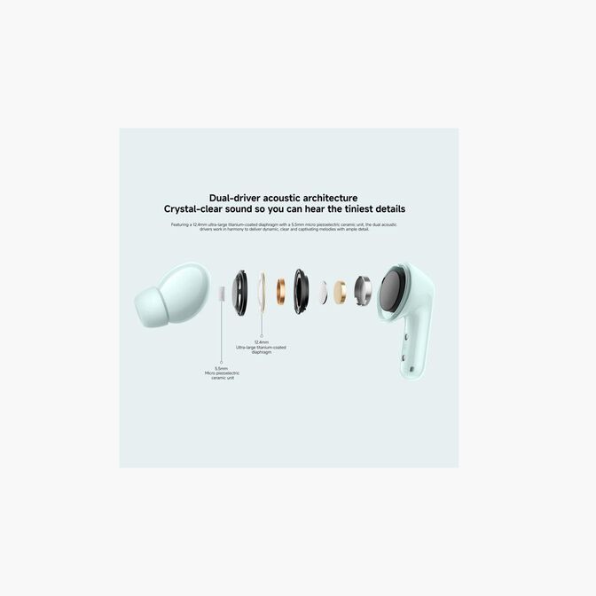 Auriculares Xiaomi Redmi Buds 6 Coral Green con Micr&oacute;fono BT image number 5
