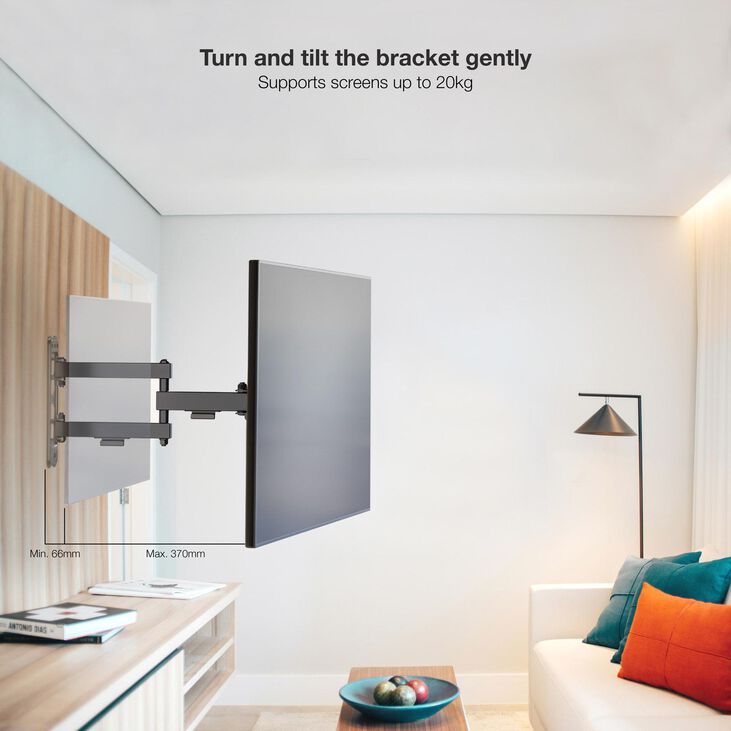 Soporte de Pared Tooq Tilt e Giratónrio 13" a 43" 66-370 mm Max. 20kg Negro image number 6