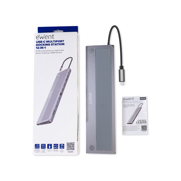 Docking Station Ewent EW1150 USB-C 12-em-1 Cinza image number 1