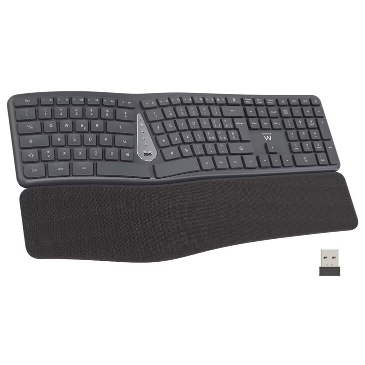 Teclado Ewent EW3290 Ergonómico Multimodo Bluetooth/2.4Ghz Wireless PT Preto image number 0
