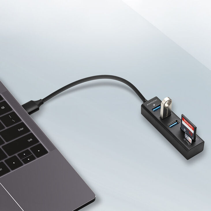 HUB USB AXAGON HMA-CR3A 3x USB-A + SD/microSD, USB3.2 Gen 1 hub, metalico image number 1