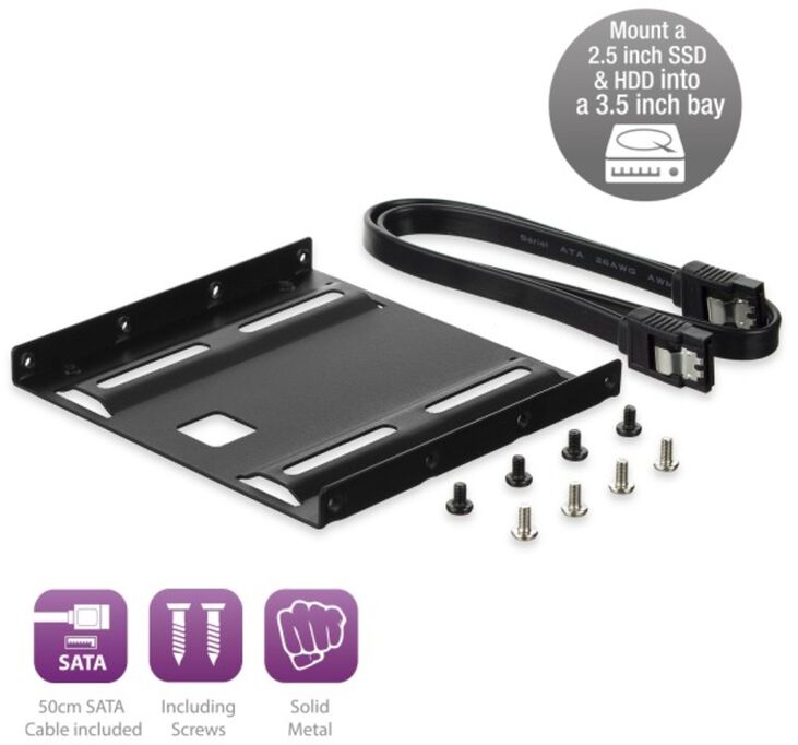 Kit Adaptador Gigabit Ewent SSD/HDD 2.5" para 3.5" + Cable SATA + parafusos image number 1