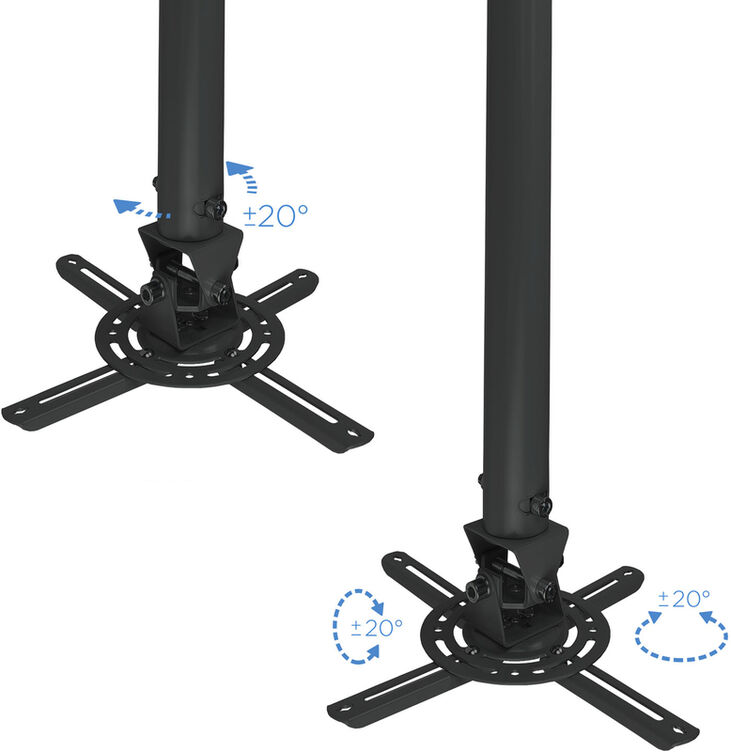 Soporte de Techo Tooq para Proyectores Tilt GiRat&oacute;nrio e Extens&iacute;vel Max.20kg Negro image number 4