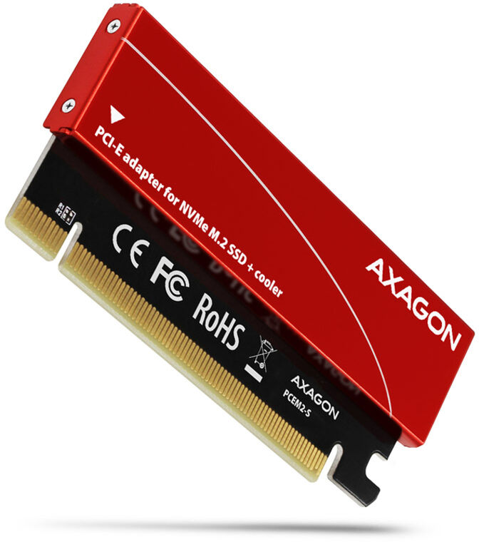 Adaptador AXAGON PCEM2-N PCIe-3.0-x16, 1x M.2/NVMe/SSD con disipador pasivo image number 0