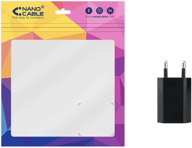 Mini cargador Nanocable USB, 5V/1A, Negro image number 4