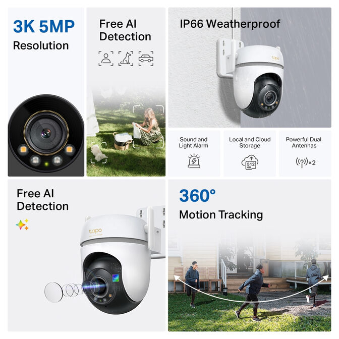 C&aacute;mara de Vigilancia TP-Link TC43 Outdoor Pan/Tilt AI 3K Security Wi-Fi image number 4