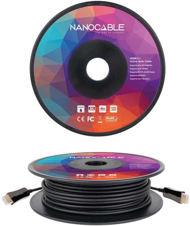 Cable HDMI V2.1 AOC Nanocable 8K@60Hz 4K@120Hz 48Gbps A/M-A/M 30 m Negro image number 1