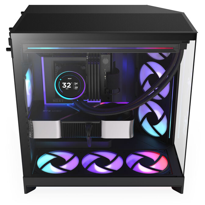Torre E-ATX NZXT H9 Flow RGB+ Negra (2025) Cristal Templado image number 6