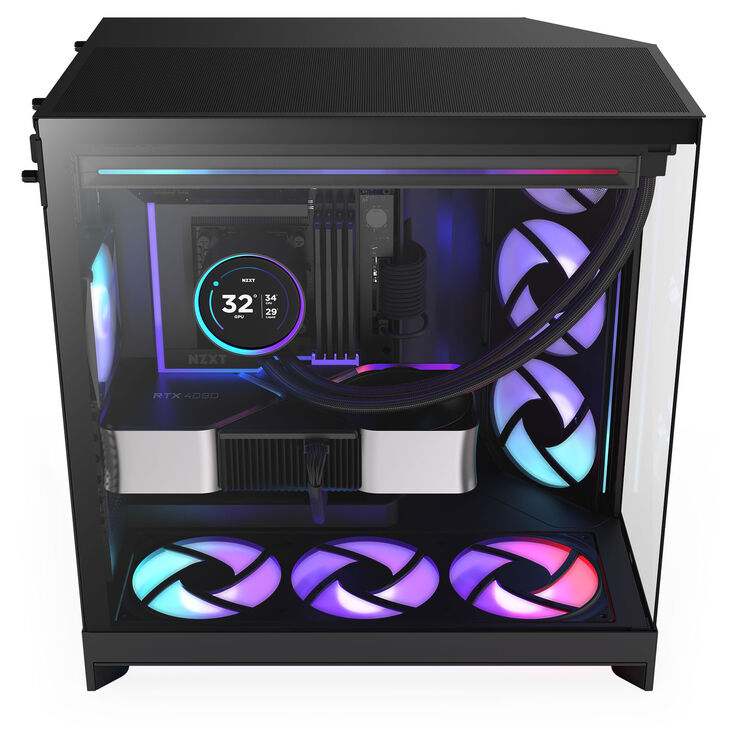 Torre E-ATX NZXT H9 Flow RGB+ Negra (2025) Cristal Templado image number 6