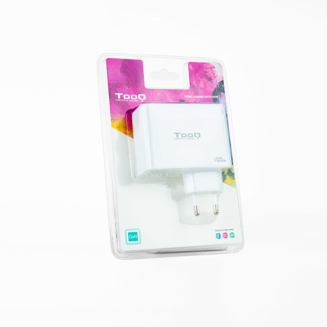 Cargador GaN Tooq USB-C/PD + USB-A/QC 100W Blanco image number 1