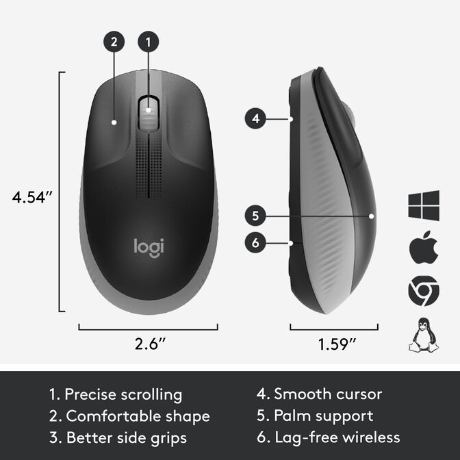 Rat&oacute;n Logitech M190 Full Size Wireless Gris image number 2