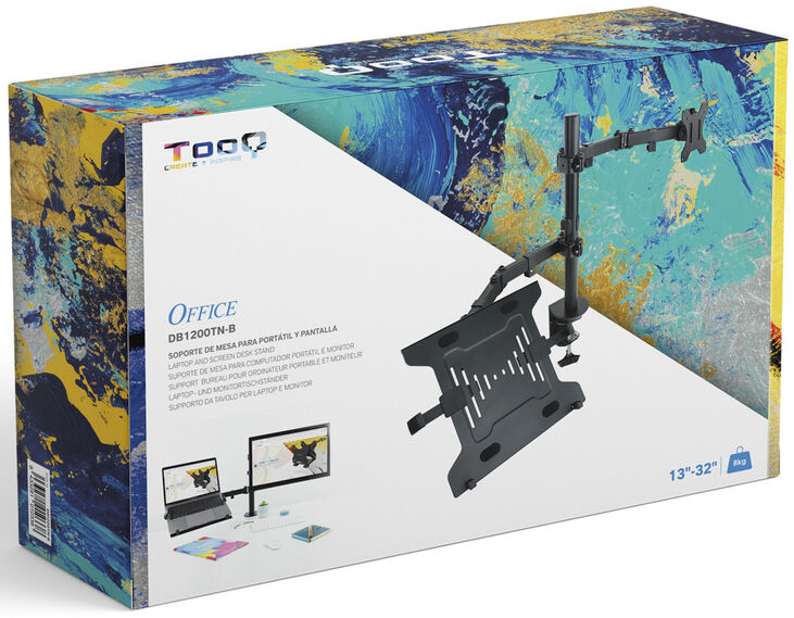 Soporte de Mesa Tooq Doble Tilt 13" a 32" Max. 8Kg (Monitor) / 4.5Kg (Portátil) image number 6