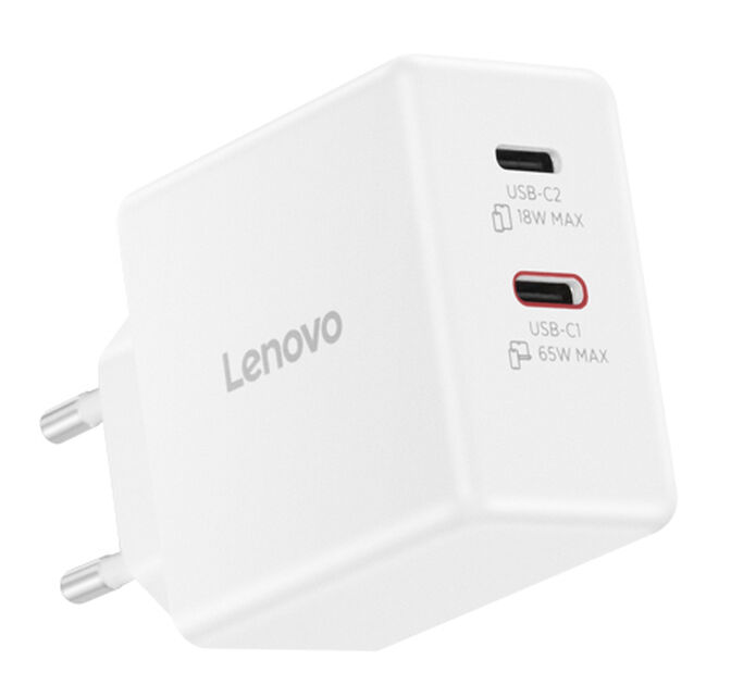Caregador Lenovo de Parede USB-C 65W Dual GaN Branco + Cabo USB-C 1.5m image number 4