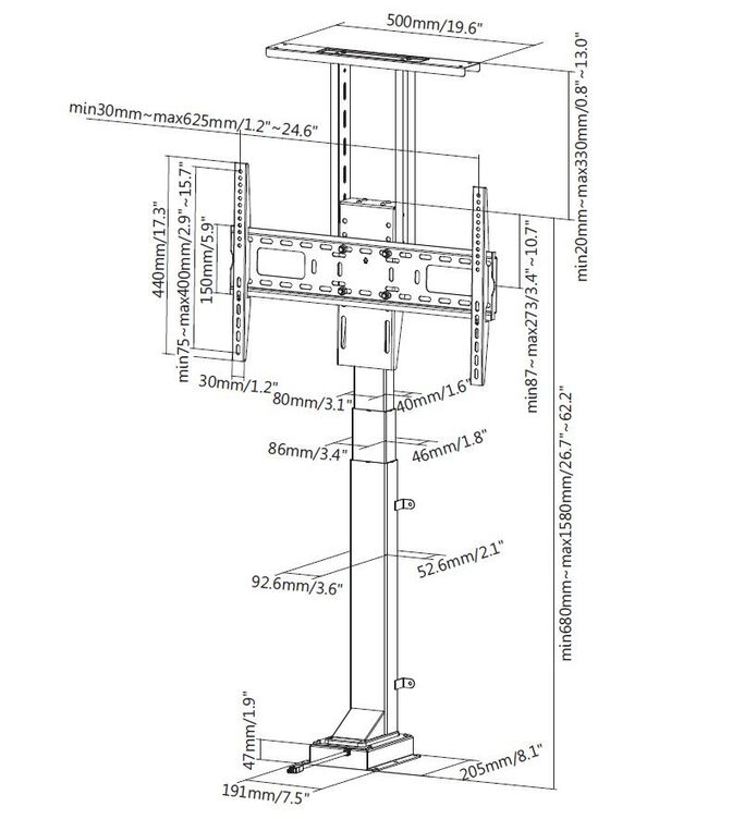 Soporte de Ch&atilde;o Equip para TV 37" a 65" Motorizado c/Comando M&aacute;x. 50kg image number 4