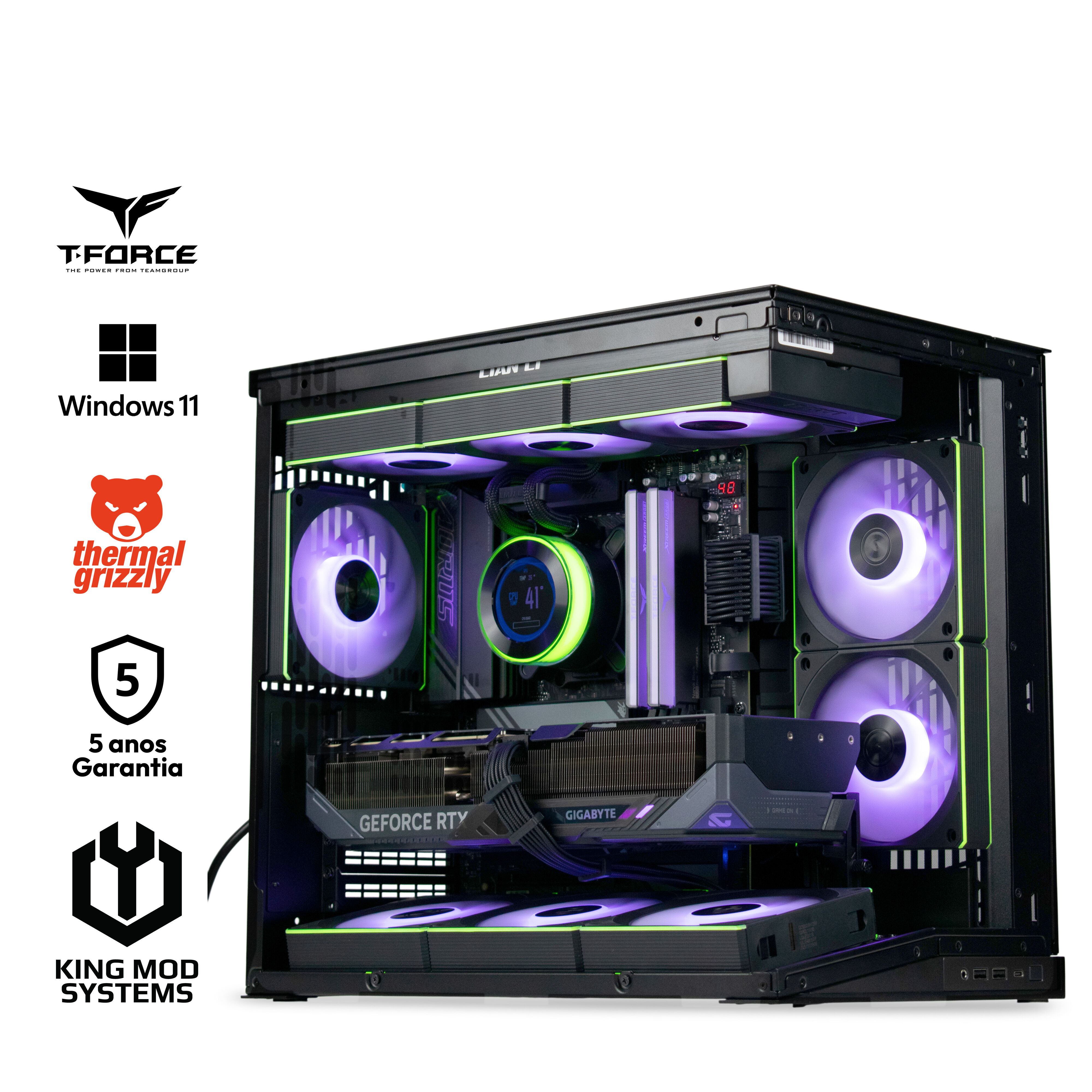 Ordenador King Mod Gamer-PC Lian Li Ryzen 7 9850X3D 32GB DDR5 2TB RTX 5080 WiFi W11 - Black Edition
