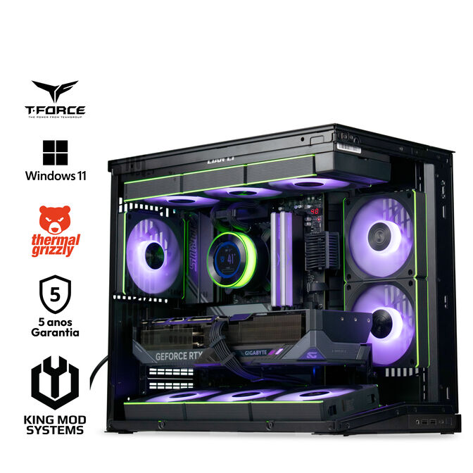 Ordenador King Mod Gamer-PC Lian Li Ryzen 7 9850X3D 32GB DDR5 2TB RTX 5080 WiFi W11 - Black Edition Bonus