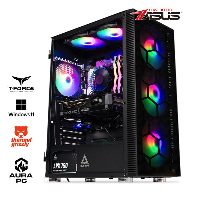 Ordenador AURA Gamer-PC Powered by ASUS Intel i5 14400F 32GB DDR5 1TB RTX 5060 Ti WiFi W11 image number 0