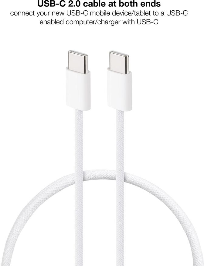 Cable USB 2.0 60W 3A Nanocable USB-C M/M 1 M Branco image number 2