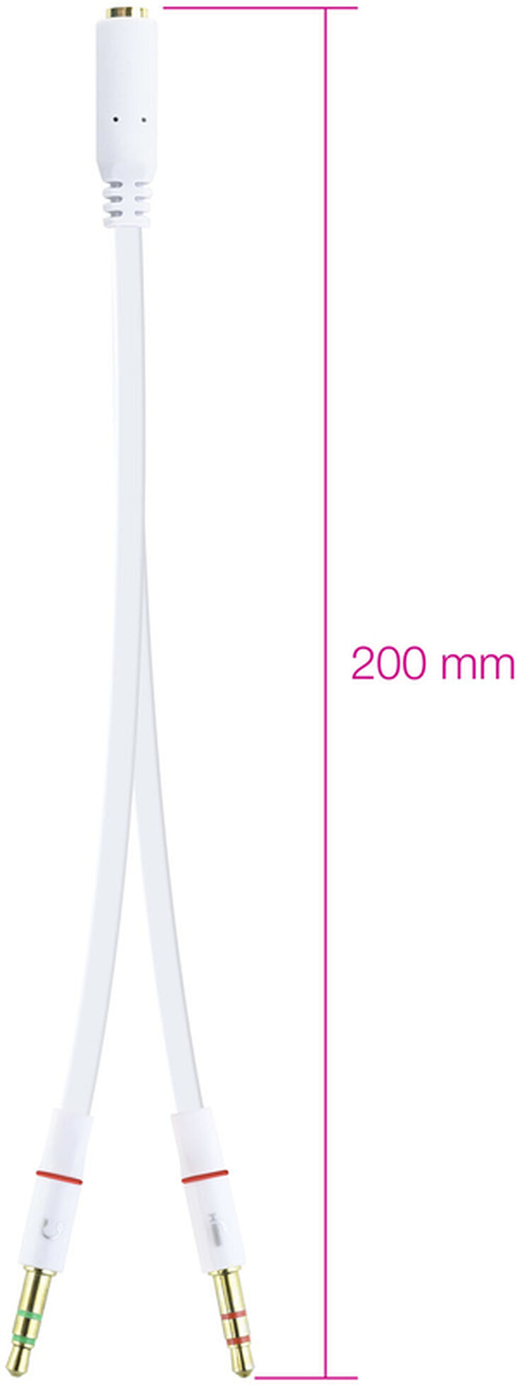 Cable de Divisão Audio NanoCable Jack 3,5/F 3 PINOS - 2x Jack 3,5/M 4 PINOS 20 CM Blanco image number 2