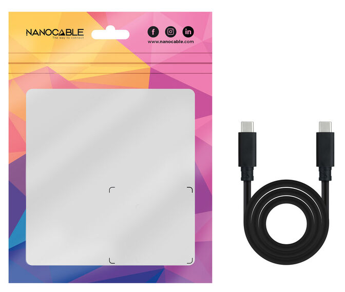 Cable USB-C 3.1 Gen2 Nanocable 10Gbps 5A 4K/60Hz 1.5 M Negro image number 3