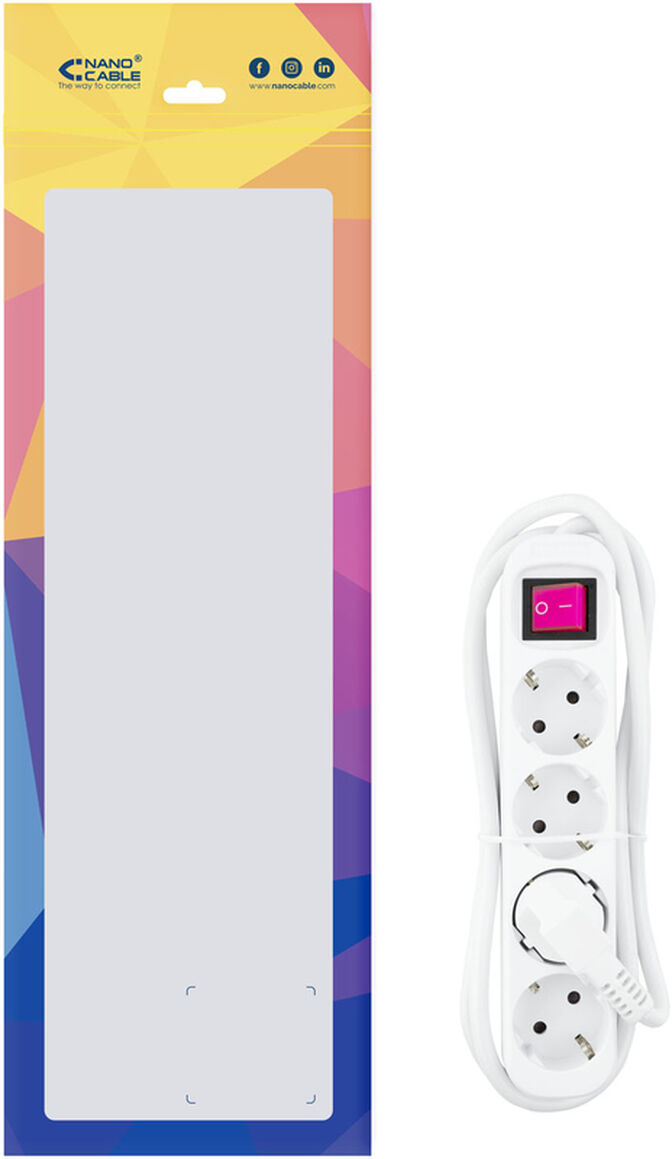 Regleta NanoCable 4 Tomas com switch 1.4 M Blanco image number 3