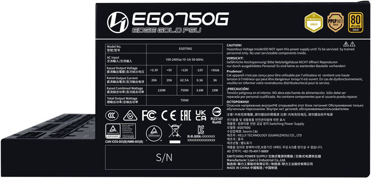 Fuente Modular Lian Li Edge 750W 80+ Gold Negra image number 2