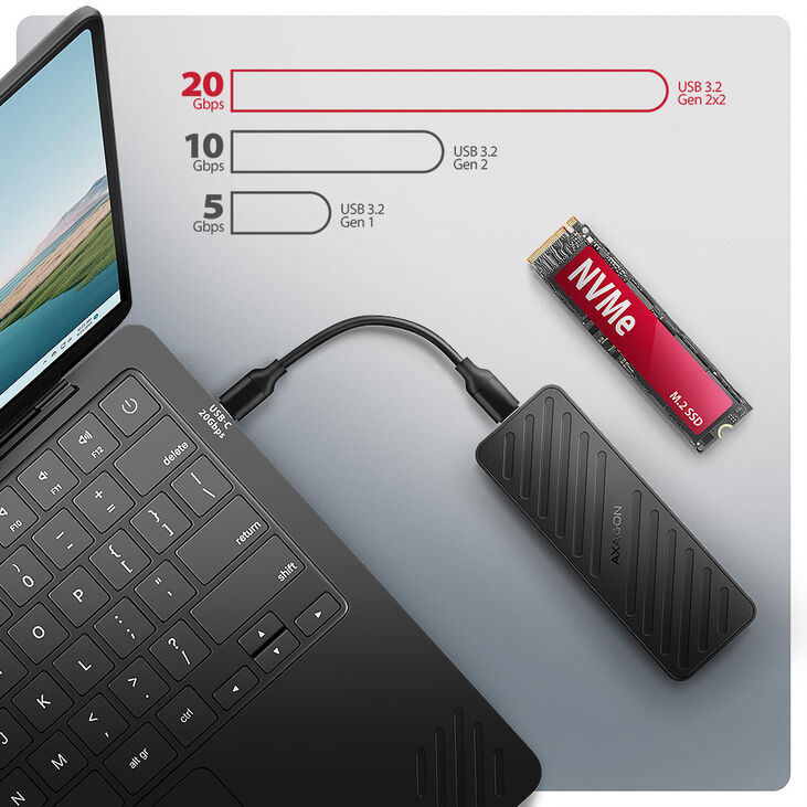 Caja Externo AXAGON EEM2-20G USB-C 20Gbps - M.2 NVMe SSD ARMORED box image number 3