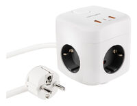 Cubo Nanocable con 3 Tomas y 3 USB con interruptor Blanco