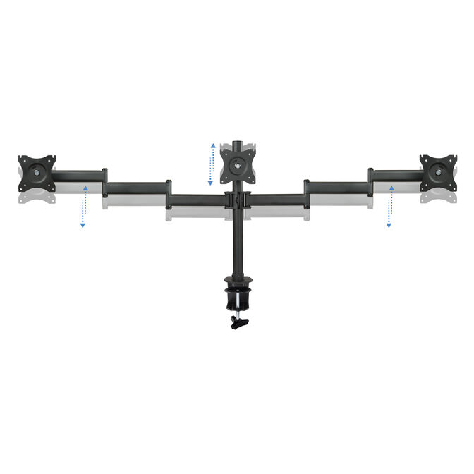 Soporte de Mesa Tooq 3 Monitores Tilt e Girat&oacute;nrio 13" a 27" Max. 8kg/Monitor Negro image number 7