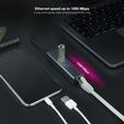 Adaptador Gigabit Nanocable USB-C 3.0/USB-A/M + 3xUSB-A 3.0 a Ethernet 2.5G 10/100/1000/2500 Mbps 15 CM Cinza image number null