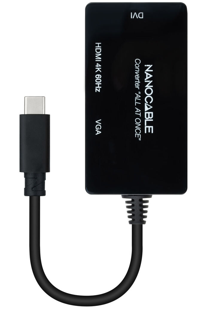 Adaptador NanoCable USB-C para HDMI / DVI / VGA 20 CM Negro image number 0