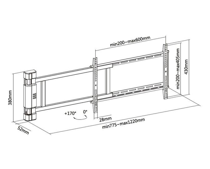 Soporte de Pared Equip para TV 32" a 75" Motorizado c/Comando M&aacute;x. 50kg image number 4
