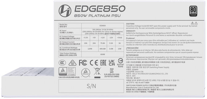 Fuente Modular Lian Li Edge 850W 80+ Platinum Blanca image number 3