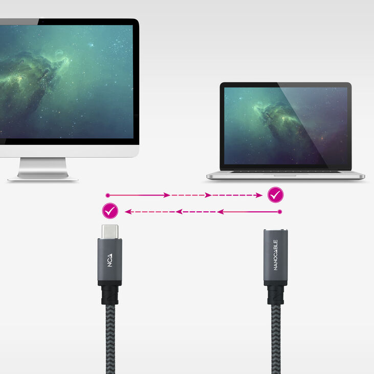 Cable USB 3.2 Gen2x2 Nanocable 100W 4K/60Hz USB-C M/F 1.5 M image number 3