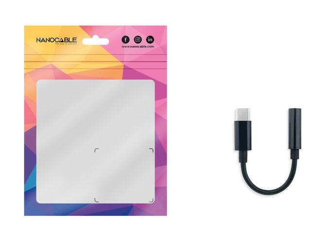 Cable Conversor de Audio NanoCable USB-C/M - Jack 3.5/F 11 CM Negro image number 2