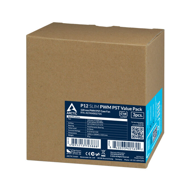 Ventilador Arctic P12 Slim PWM PST 120mm (Pack 3) image number 5