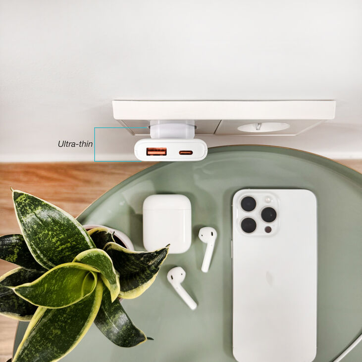 Cargador Tooq GaN USB-C/PD+USB-A/QC 65W, Blanco image number 6