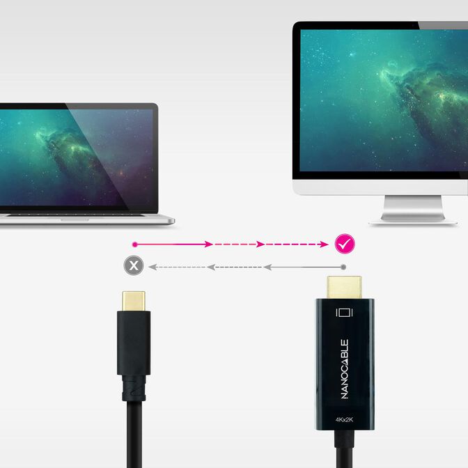 Cable Conversor Nanocable USB-C > HDMI 1.4 4K@30HZ 3 M Negro image number 3