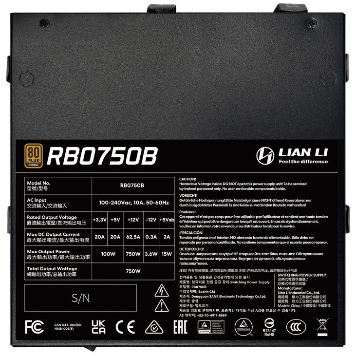 Fonte Semi-Modular Lian Li RB 750W 80+ Bronze Preto image number 4