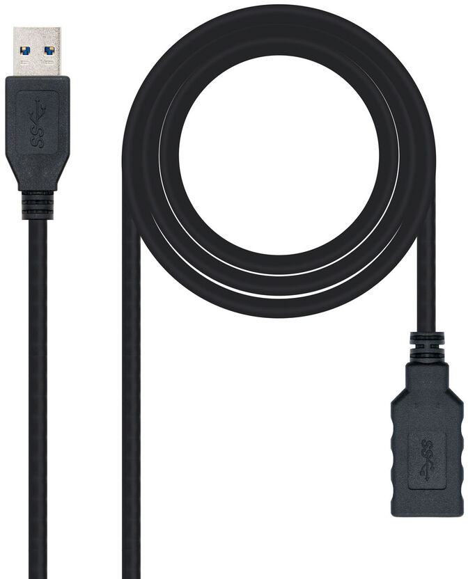 Cable USB 3.0 Nanocable USB-A M/F 3 M Negro image number 0