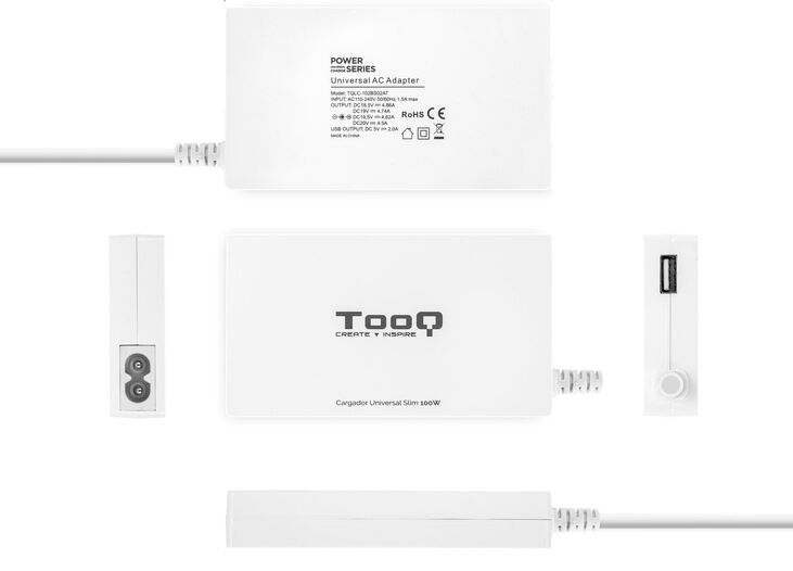 Cargador de Portátil Slim Tooq 100W 1x USB 9 Conectores Blanco image number 3