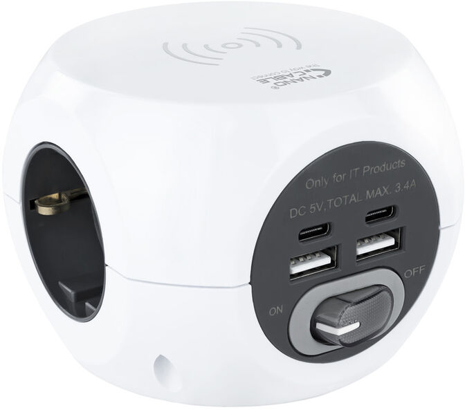 Tomas de 3 sockets com 4 USB's (2 USB A / 2 USB-C) s/ fios, c/ interruptor image number 0