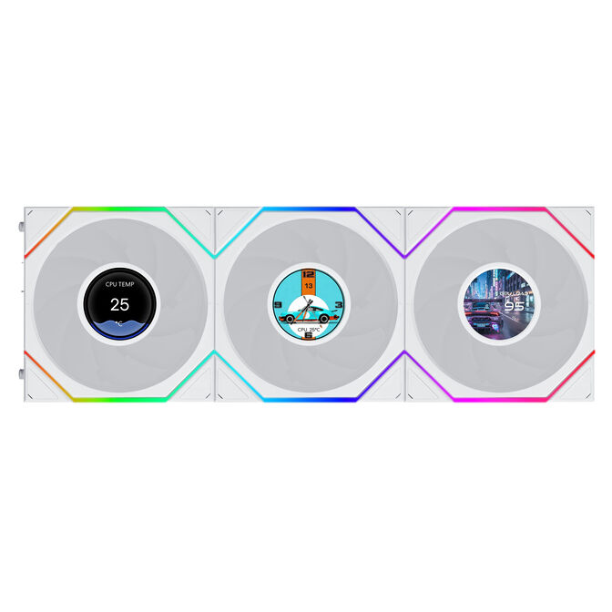 Ventilador Lian Li UNI FAN TL120 LCD FLEX Wireless Blanco 120mm (pack 3) image number 2