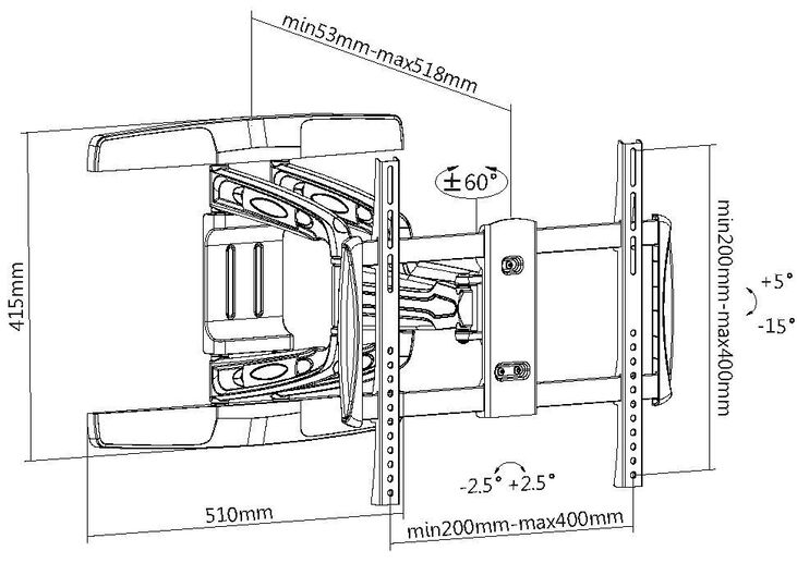 Soporte de Pared Equip Articulado para TV 32" a 55" Máx. 50kg image number 4